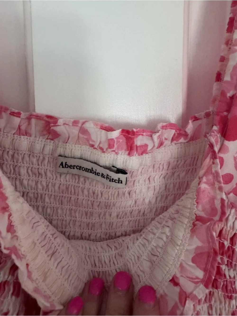 Abercrombie & Fitch Pink Floral Puff-Sleeve Maxi Dress